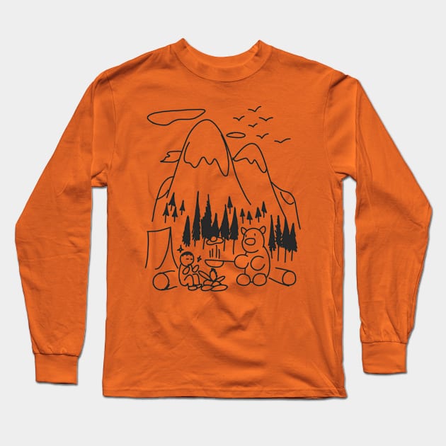 camping vacation black version Long Sleeve T-Shirt by JunkArtPal